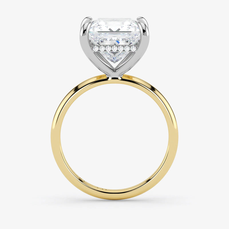 Hidden Halo marquise cut lab-grown diamond engagement ring in 18K Two-Tone Gold
