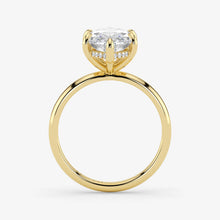 Hidden Halo marquise cut lab-grown diamond engagement ring in 18K Yellow Gold from the angle
