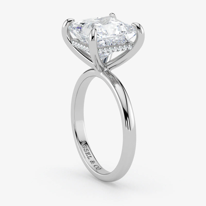 Hidden Halo marquise cut lab-grown diamond engagement ring in Platinum