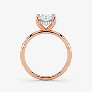 Hidden Halo oval cut lab-grown diamond engagement ring in 18K Rose Gold