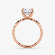 Hidden Halo oval cut lab-grown diamond engagement ring in 18K Rose Gold