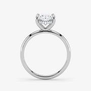 Hidden Halo oval cut lab-grown diamond engagement ring in 18K White Gold