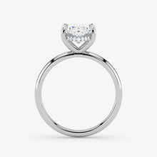 Hidden Halo oval cut lab-grown diamond engagement ring in 18K White Gold