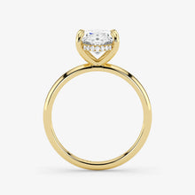 Hidden Halo oval cut lab-grown diamond engagement ring in 18K Yellow Gold