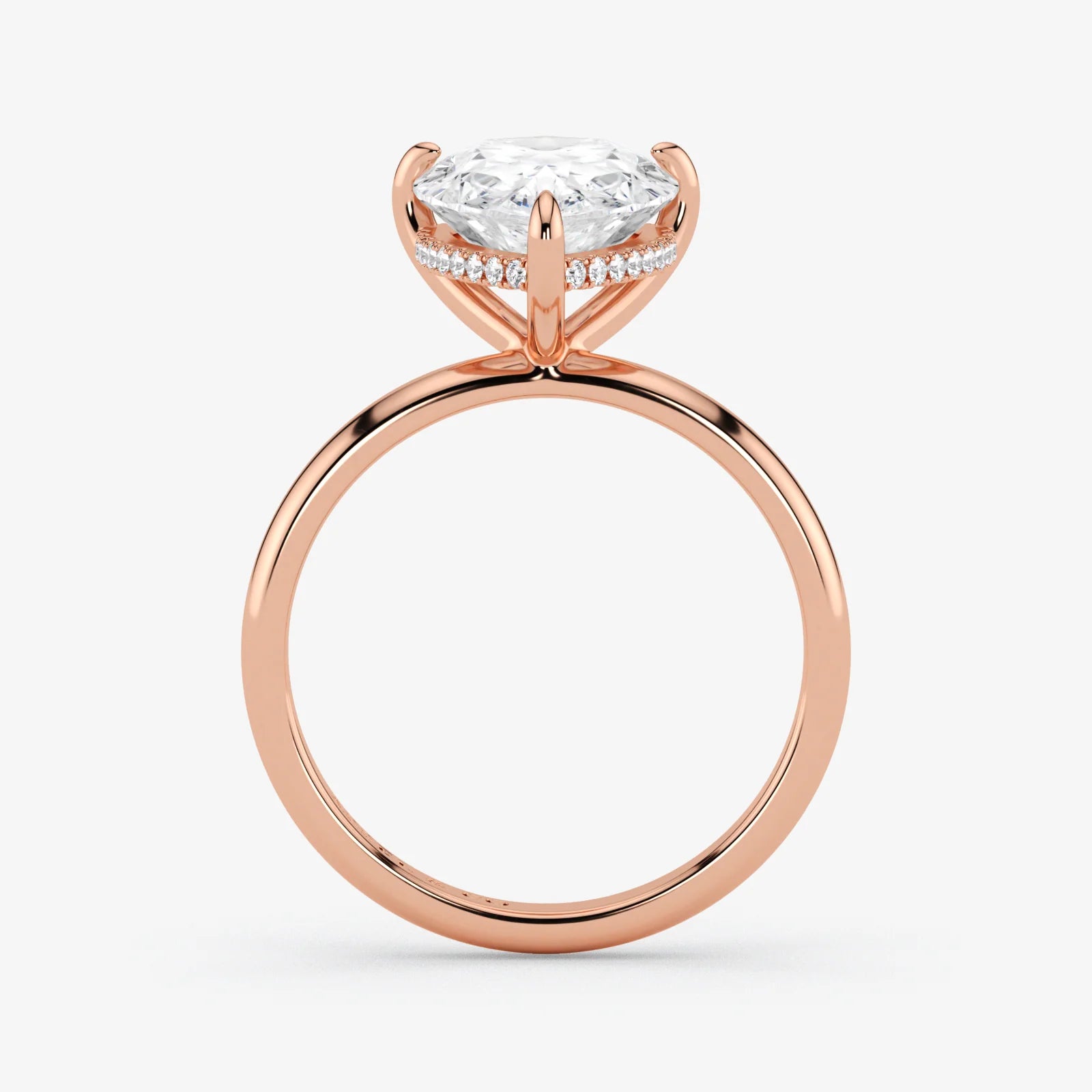 Hidden Halo pear cut lab-grown diamond engagement ring in 18K Rose Gold