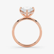 Hidden Halo pear cut lab-grown diamond engagement ring in 18K Rose Gold