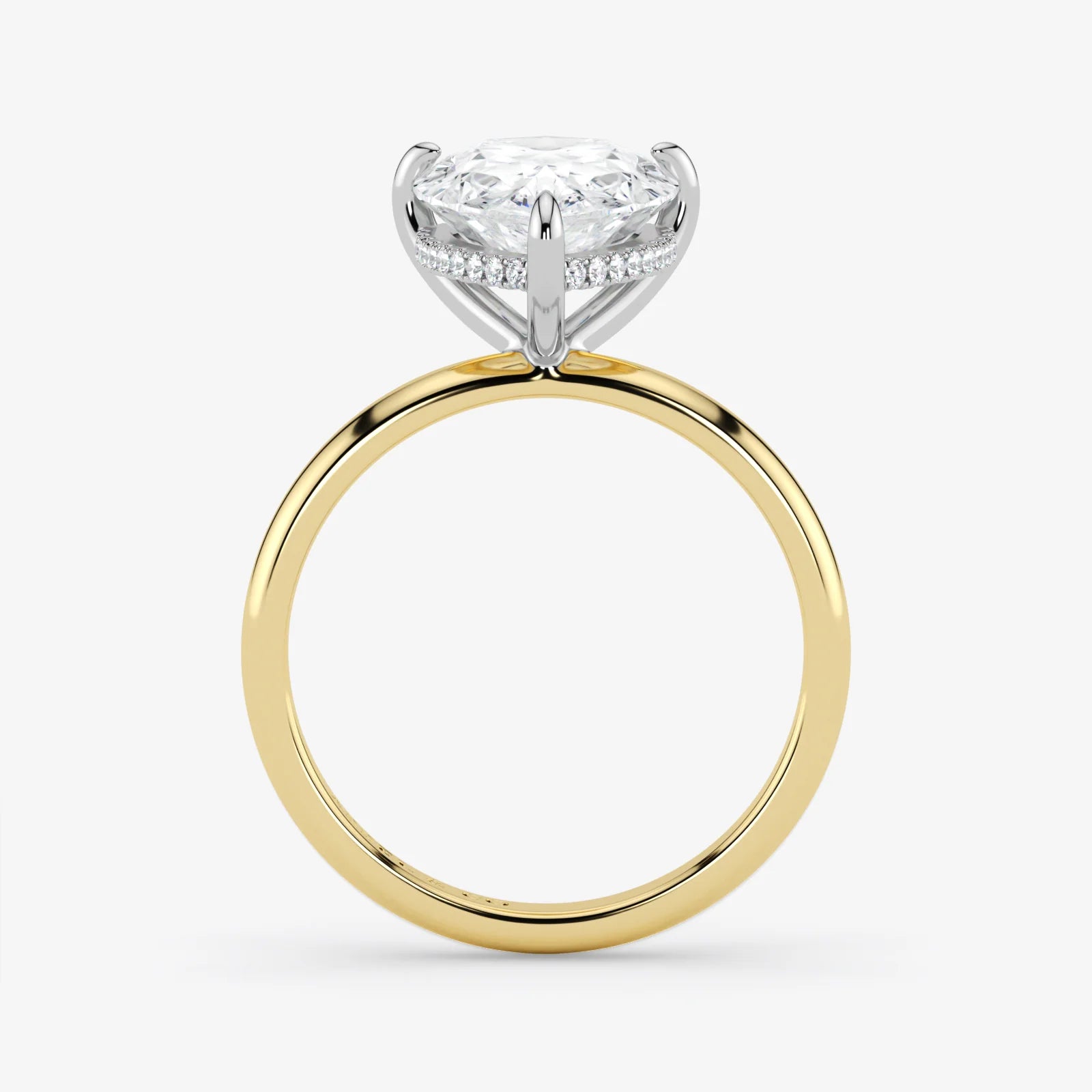Hidden Halo pear cut lab-grown diamond engagement ring in 18K Two-Tone Gold