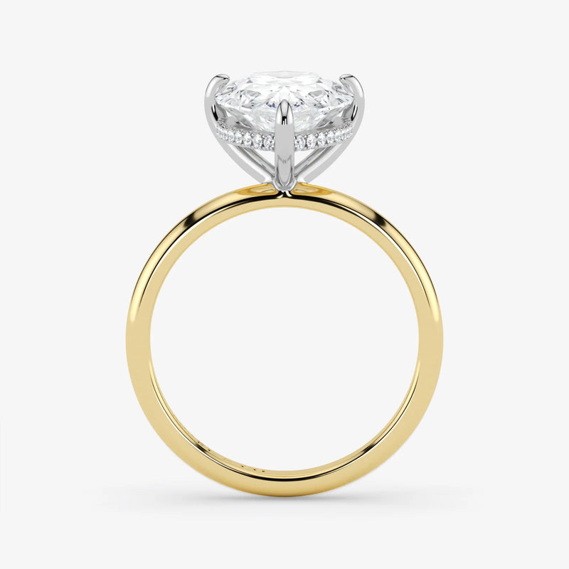 Hidden Halo pear cut lab-grown diamond engagement ring in 18K Two-Tone Gold