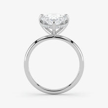 Hidden Halo pear cut lab-grown diamond engagement ring in 18K White Gold