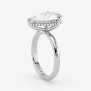 Hidden Halo pear cut lab-grown diamond engagement ring in 18K White Gold