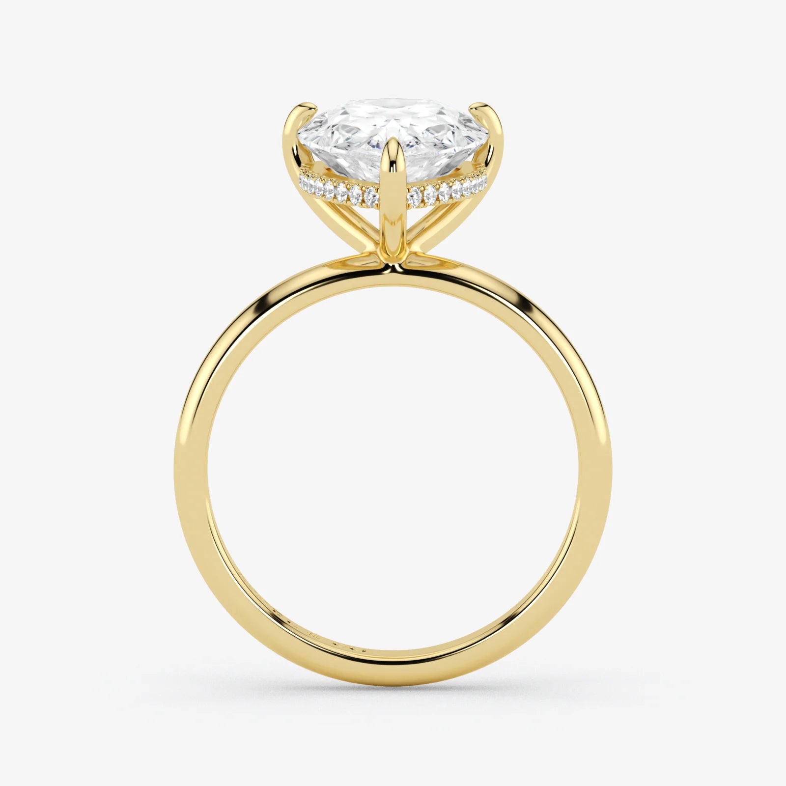 Hidden Halo pear cut lab-grown diamond engagement ring in 18K Yellow Gold