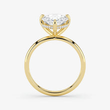 Hidden Halo pear cut lab-grown diamond engagement ring in 18K Yellow Gold