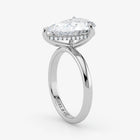 Hidden Halo pear cut lab-grown diamond engagement ring in Platinum