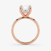 Hidden Halo radiant cut lab-grown diamond engagement ring in 18K Rose Gold