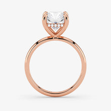 Hidden Halo radiant cut lab-grown diamond engagement ring in 18K Rose Gold