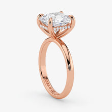 Hidden Halo radiant cut lab-grown diamond engagement ring in 18K Rose Gold