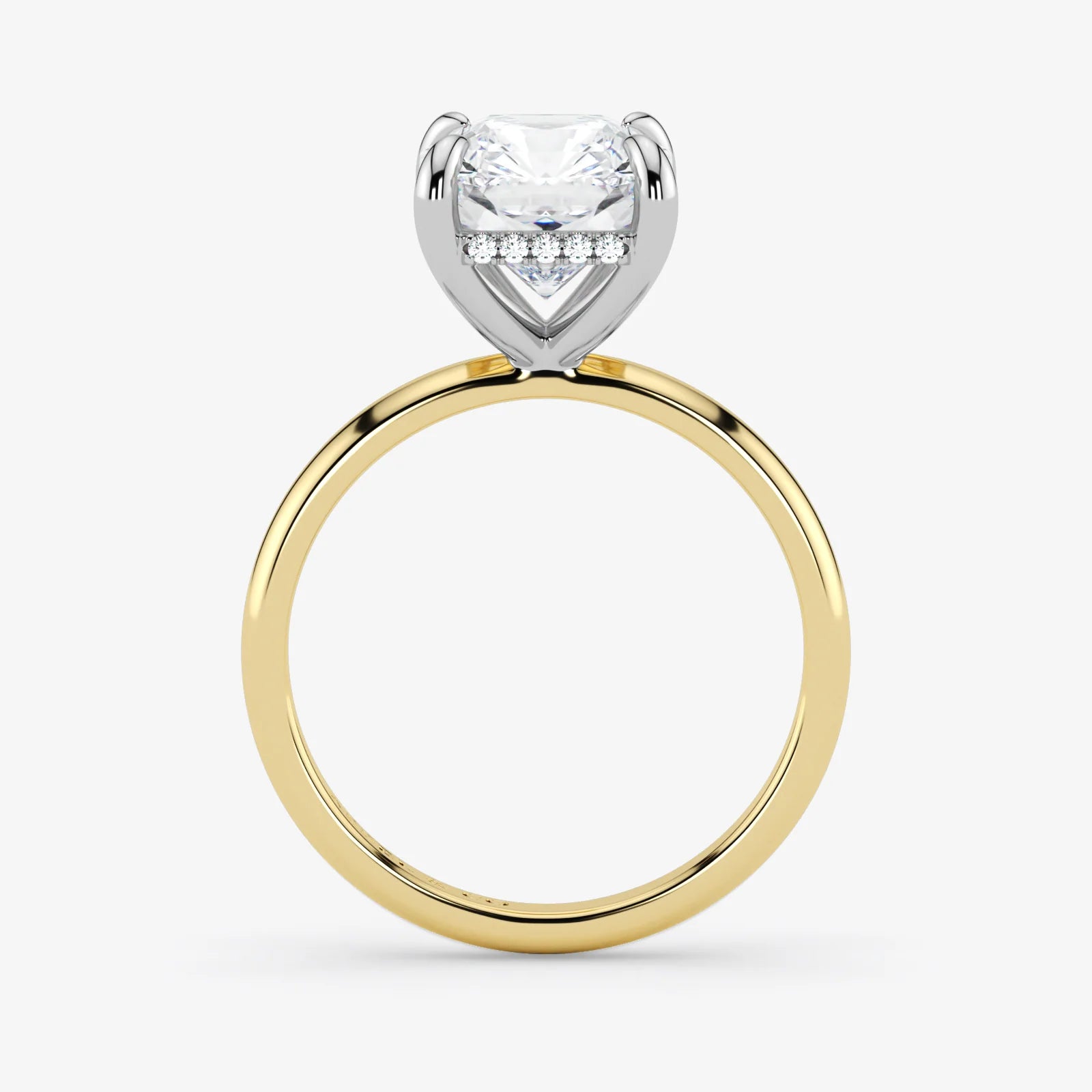 Hidden Halo radiant cut lab-grown diamond engagement ring in 18K Two-Tone Gold