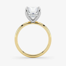 Hidden Halo radiant cut lab-grown diamond engagement ring in 18K Two-Tone Gold