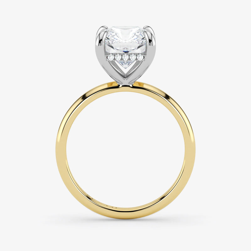 Hidden Halo radiant cut lab-grown diamond engagement ring in 18K Two-Tone Gold