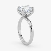 Hidden Halo radiant cut lab-grown diamond engagement ring in 18K White Gold