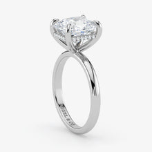 Hidden Halo radiant cut lab-grown diamond engagement ring in 18K White Gold