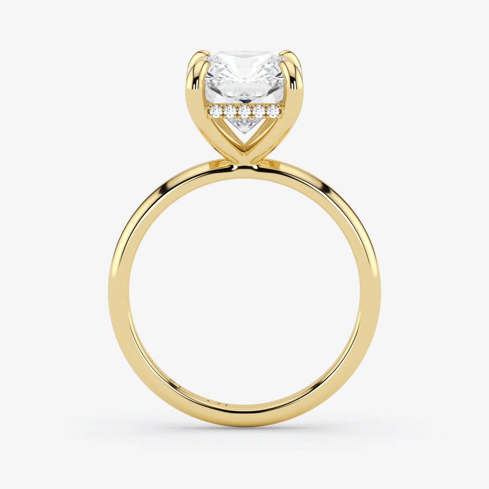 Hidden Halo radiant cut lab-grown diamond engagement ring in 18K Yellow Gold