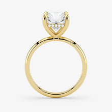 Hidden Halo radiant cut lab-grown diamond engagement ring in 18K Yellow Gold