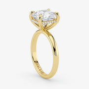 Hidden Halo radiant cut lab-grown diamond engagement ring in 18K Yellow Gold