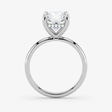 Hidden Halo radiant cut lab-grown diamond engagement ring in Platinum