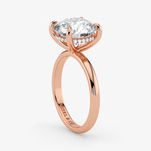 Hidden Halo round cut lab-grown diamond engagement ring in 18K Rose Gold