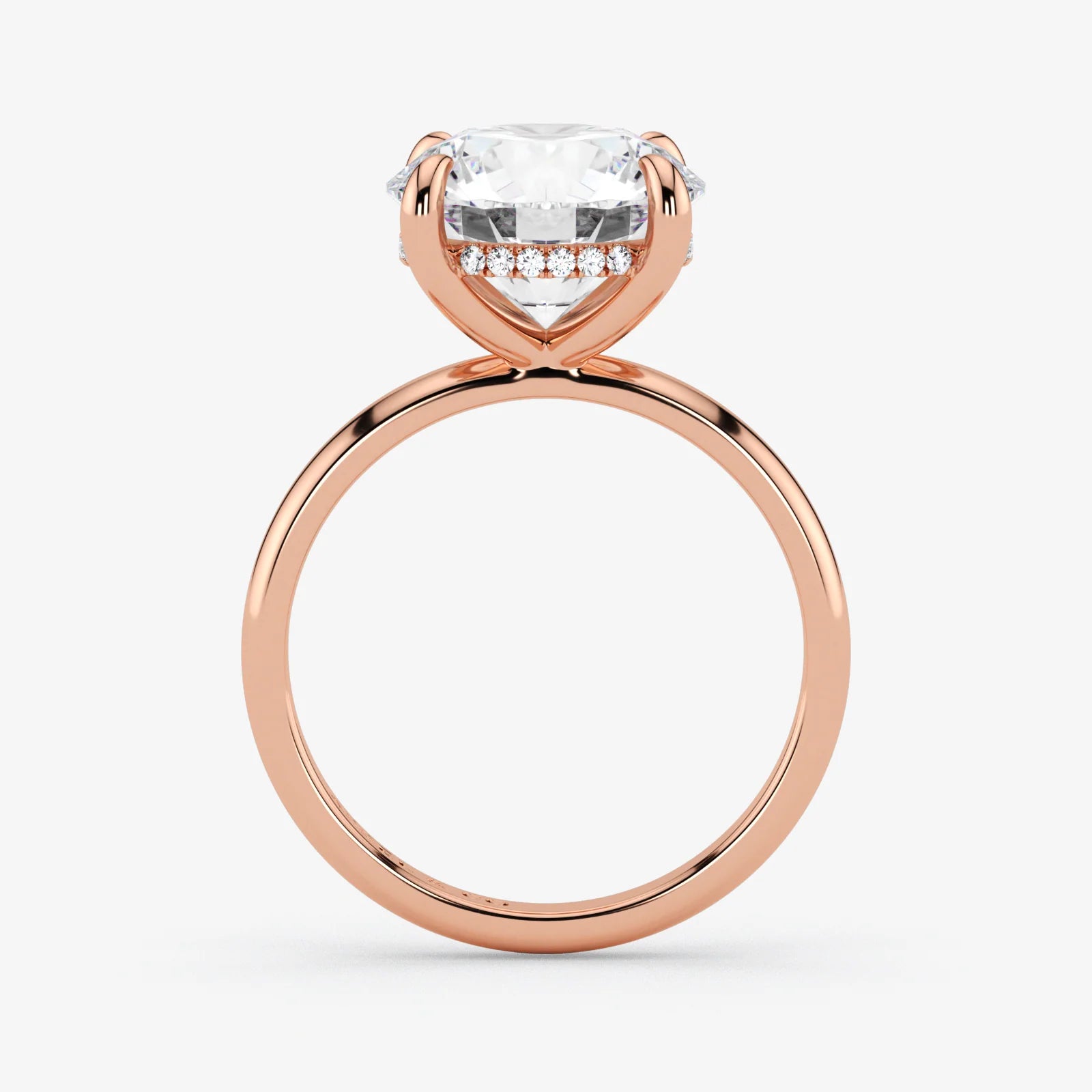 Hidden Halo round cut lab-grown diamond engagement ring in 18K Rose Gold