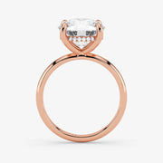 Hidden Halo round cut lab-grown diamond engagement ring in 18K Rose Gold