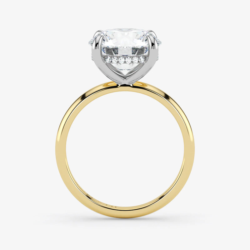 Hidden Halo round cut lab-grown diamond engagement ring in 18K Two-Tone Gold