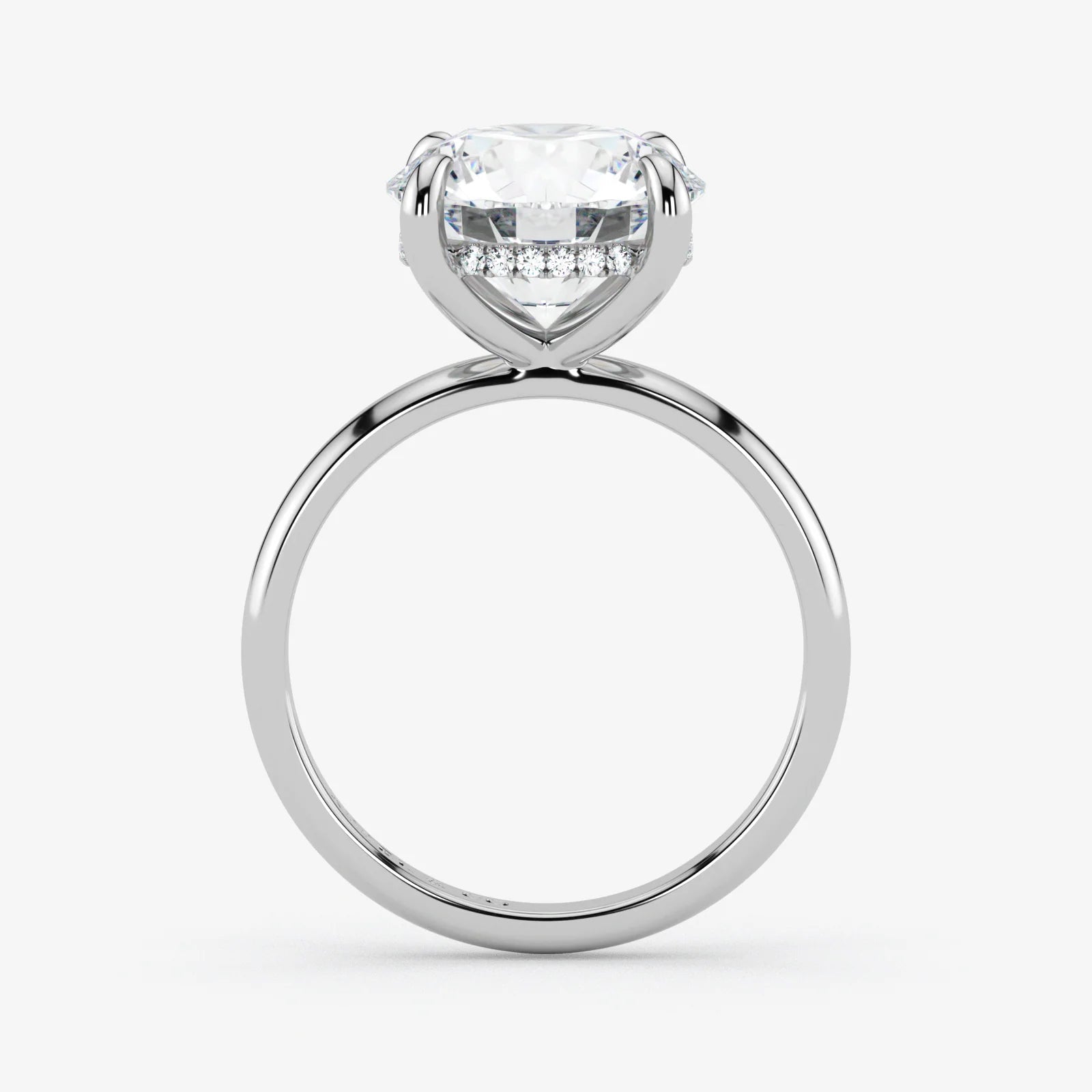 Hidden Halo round cut lab-grown diamond engagement ring in 18K White Gold