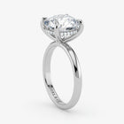 Hidden Halo round cut lab-grown diamond engagement ring in 18K White Gold