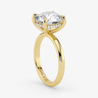Hidden Halo round cut lab-grown diamond engagement ring in 18K Yellow Gold