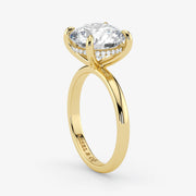 Hidden Halo round cut lab-grown diamond engagement ring in 18K Yellow Gold