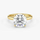 Hidden Halo round cut lab-grown diamond engagement ring in 18K Yellow Gold