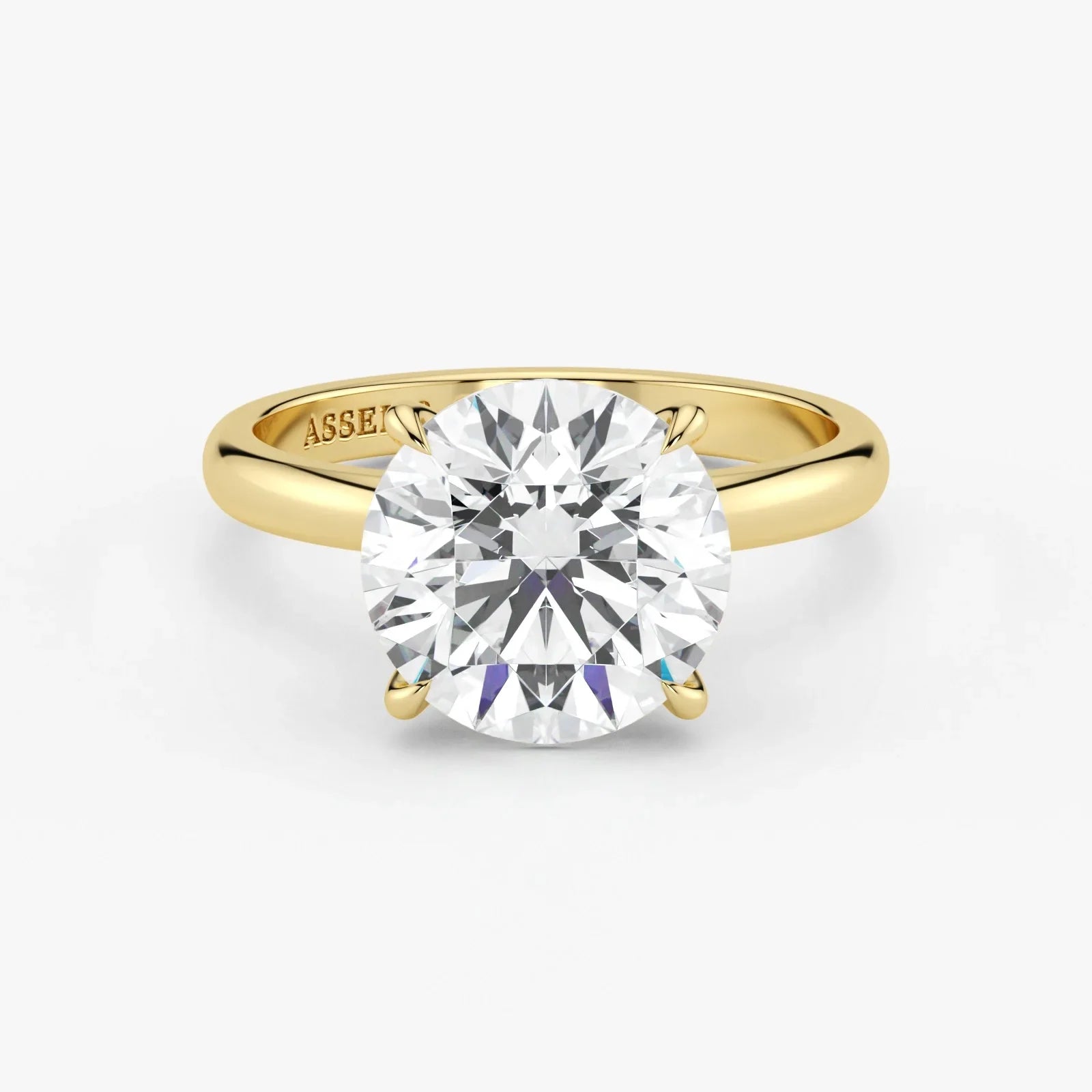 Hidden Halo round cut lab-grown diamond engagement ring in 18K Yellow Gold