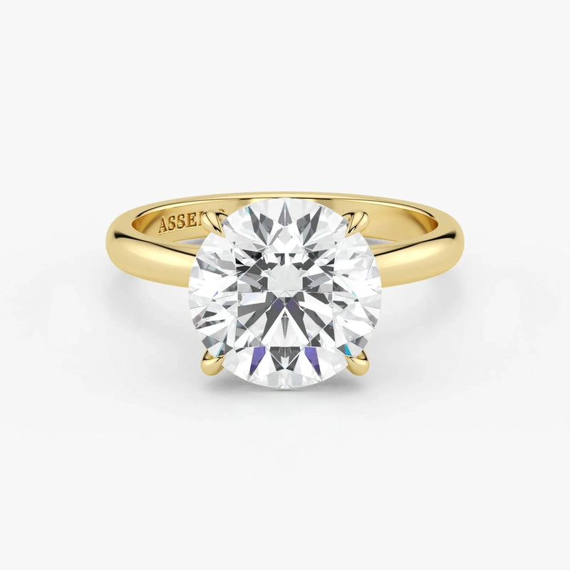 Hidden Halo round cut lab-grown diamond engagement ring in 18K Yellow Gold
