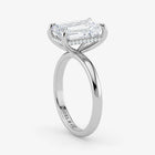 Hidden Halo emerald cut lab-grown diamond engagement ring in 18K White Gold