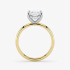 Two-tone gold and diamond ring on a white background