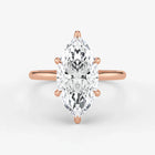 Marquise Cut Lab Grown Diamond Engagement Ring in 18K Rose Gold - Hidden Halo