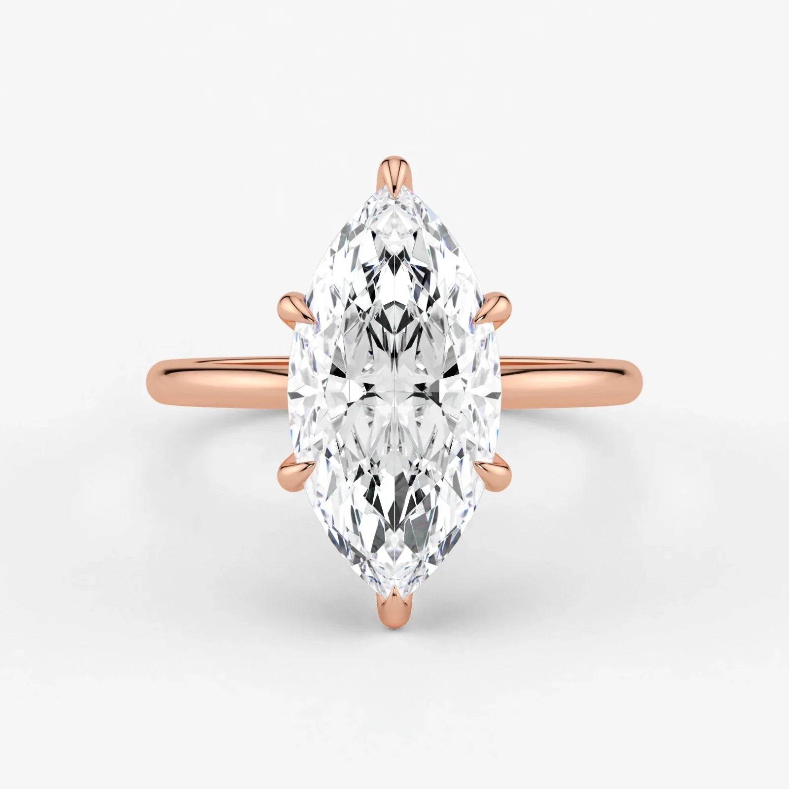 Marquise Cut Lab Grown Diamond Engagement Ring in 18K Rose Gold - Hidden Halo