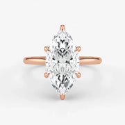 Marquise Cut Lab Grown Diamond Engagement Ring in 18K Rose Gold - Hidden Halo