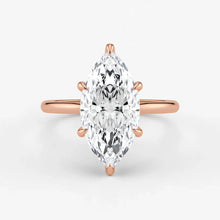 Marquise Cut Lab Grown Diamond Engagement Ring in 18K Rose Gold - Hidden Halo