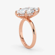 Marquise Cut Lab Grown Diamond Engagement Ring in 18K Rose Gold - Hidden Halo