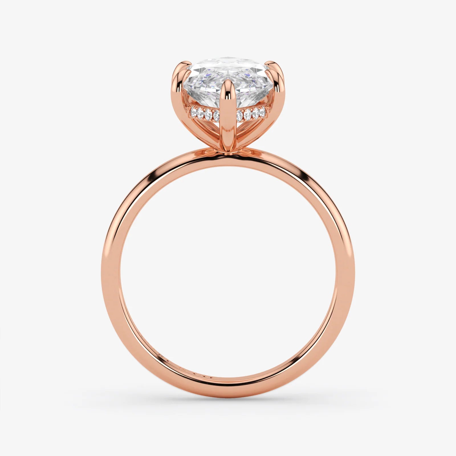 Marquise Cut Lab Grown Diamond Engagement Ring in 18K Rose Gold - Hidden Halo