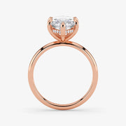 Marquise Cut Lab Grown Diamond Engagement Ring in 18K Rose Gold - Hidden Halo