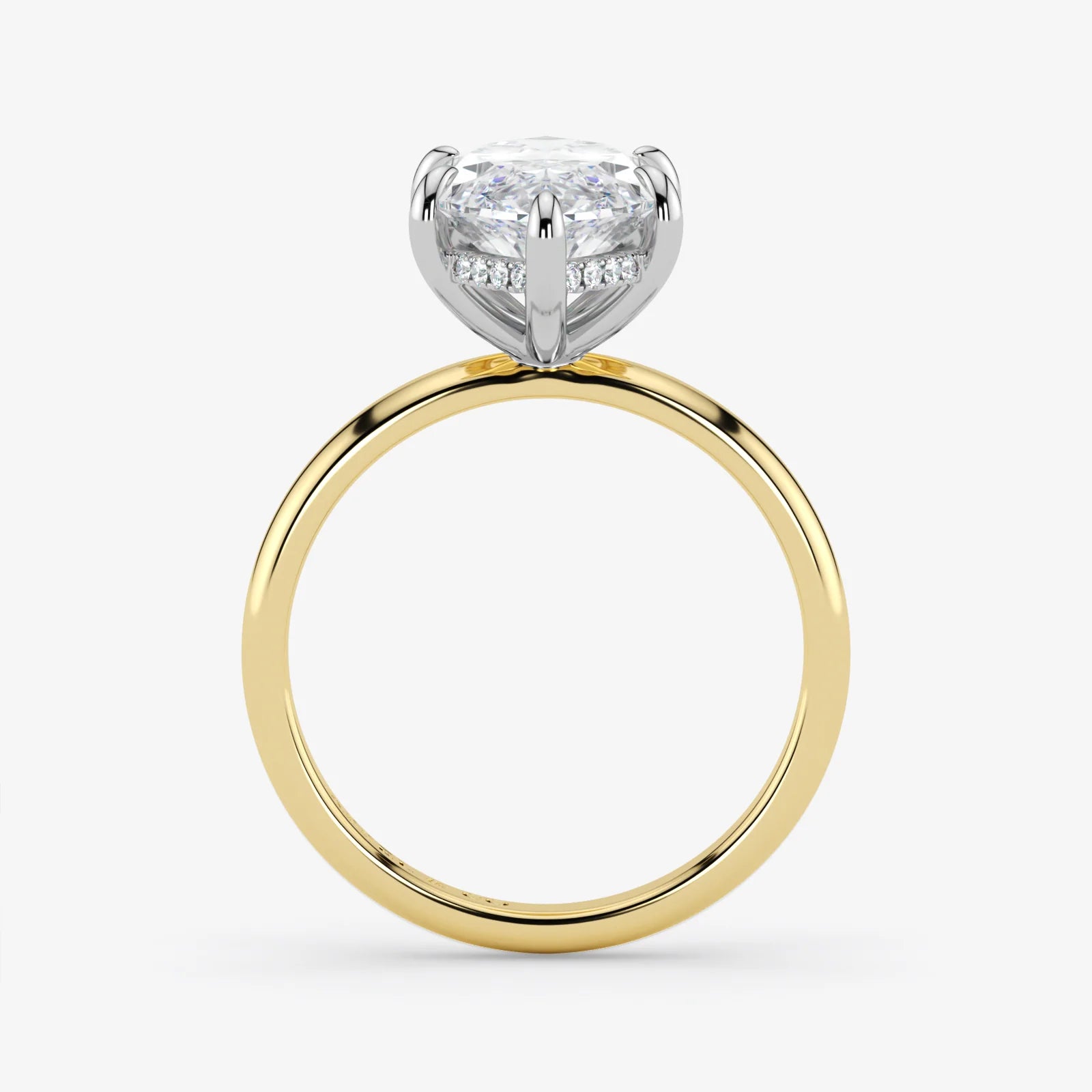 Marquise Cut Lab Grown Diamond Engagement Ring in 18K Two-Tone Gold - Hidden Halo